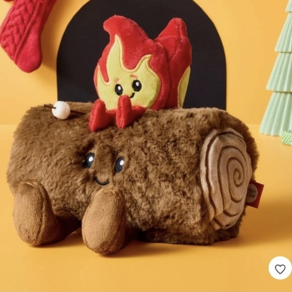 Plush S’mores Log Toy with Smiling Flame - Brown & Red - Picture 2 of 2